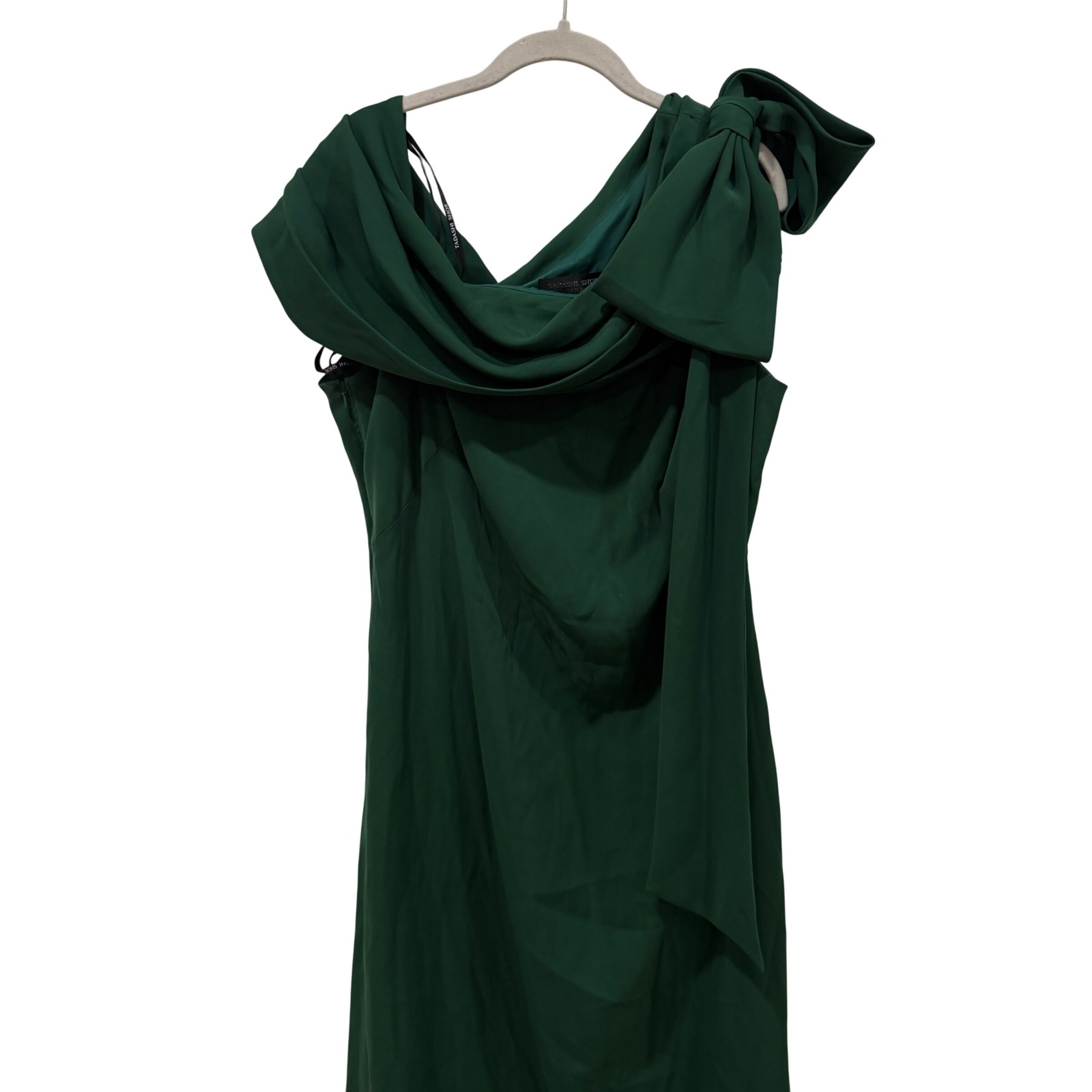 Tadashi Shoji Too Emerald Green Bow Shoulder Draped Gown 16q Formal Dress